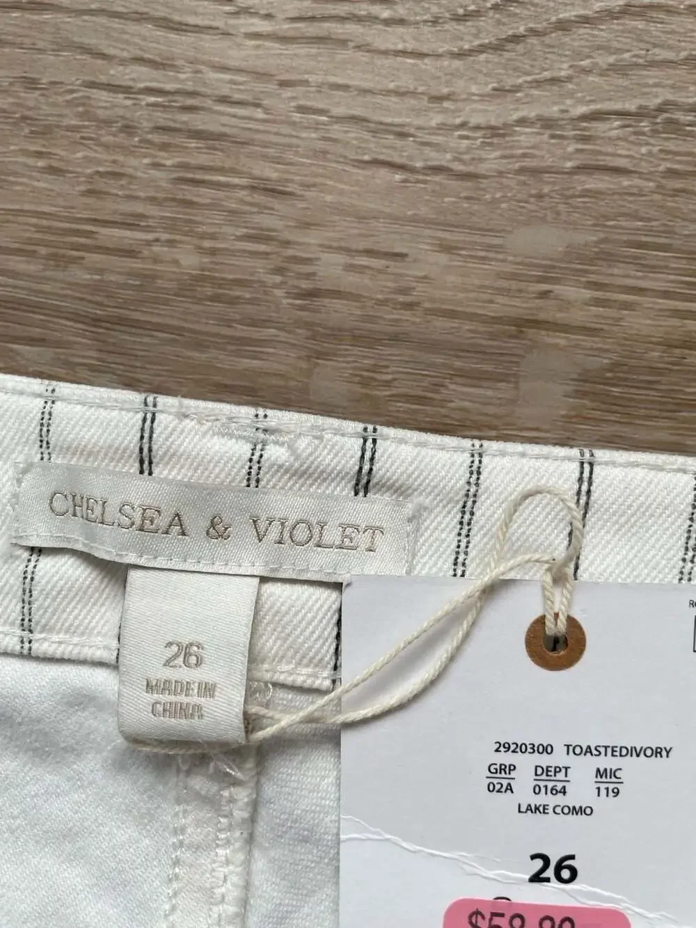 NWT Chelsea & Violet Ivory Pinstripe High Waist Flare Jeans Women’s Size 26